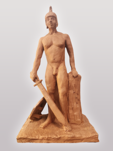 Arms and the Man, terracotta, 18 x 10 x 7 in.