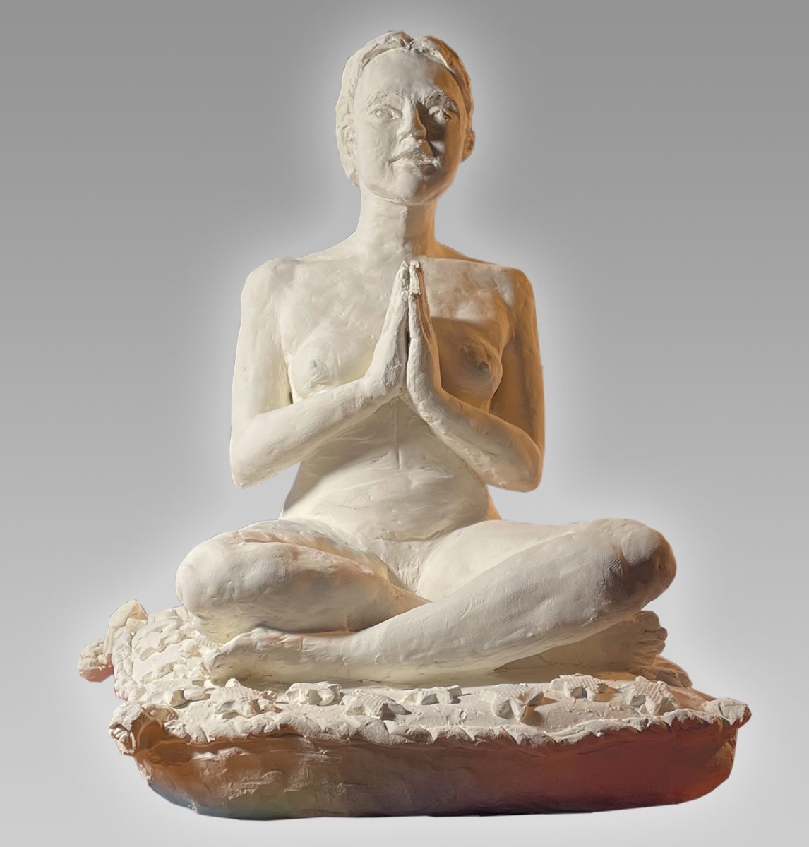 Namaste, clay, 11 x 9 x 9 in.